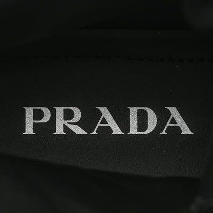Prada Spazzolato Rois Re-Nylon Metal Triangle Logo Monolith Pouch Pocket 55mm Boots 40.5 Black 8 of 13
