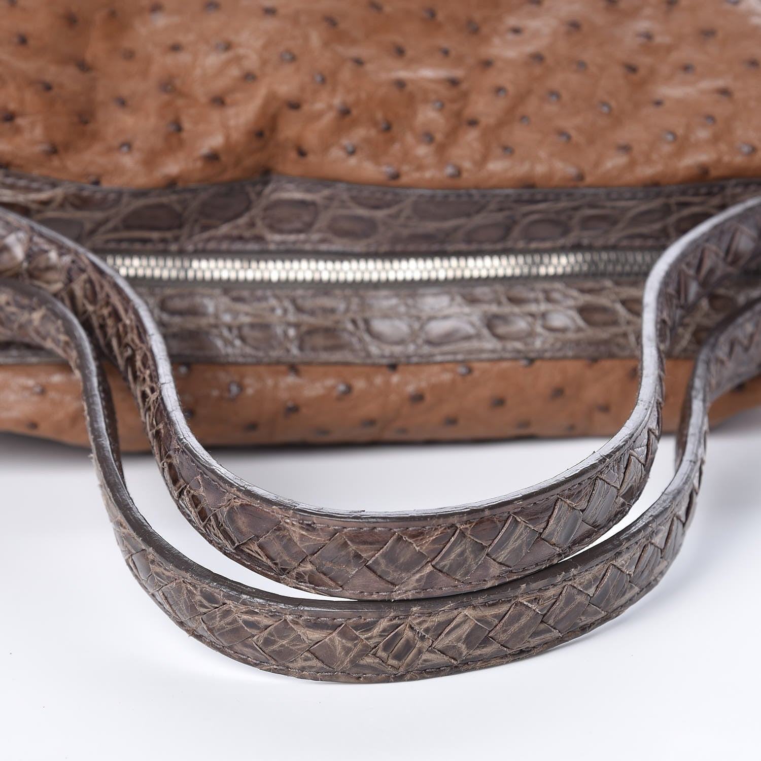 Bottega Veneta Ostrich Crocodile Shoulder Bag Noce 13 of 27