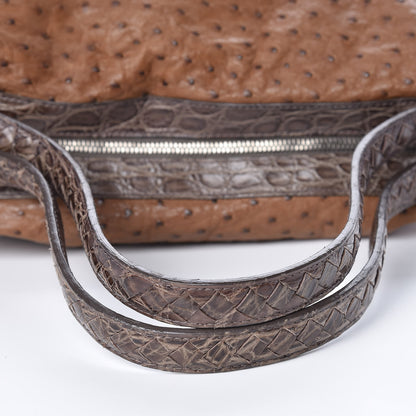 Bottega Veneta Ostrich Crocodile Shoulder Bag Noce 13 of 27