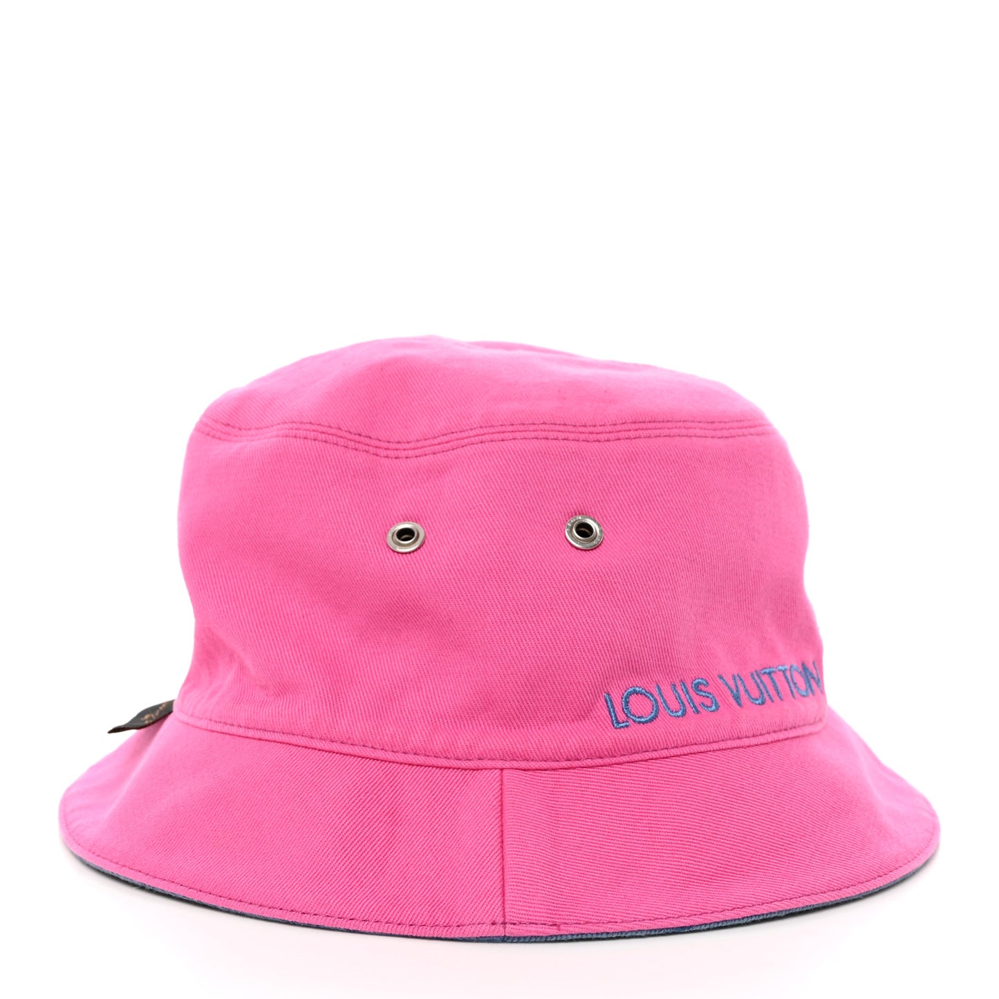Monogram Denim Reversible Bucket Hat 58 Blue Pink