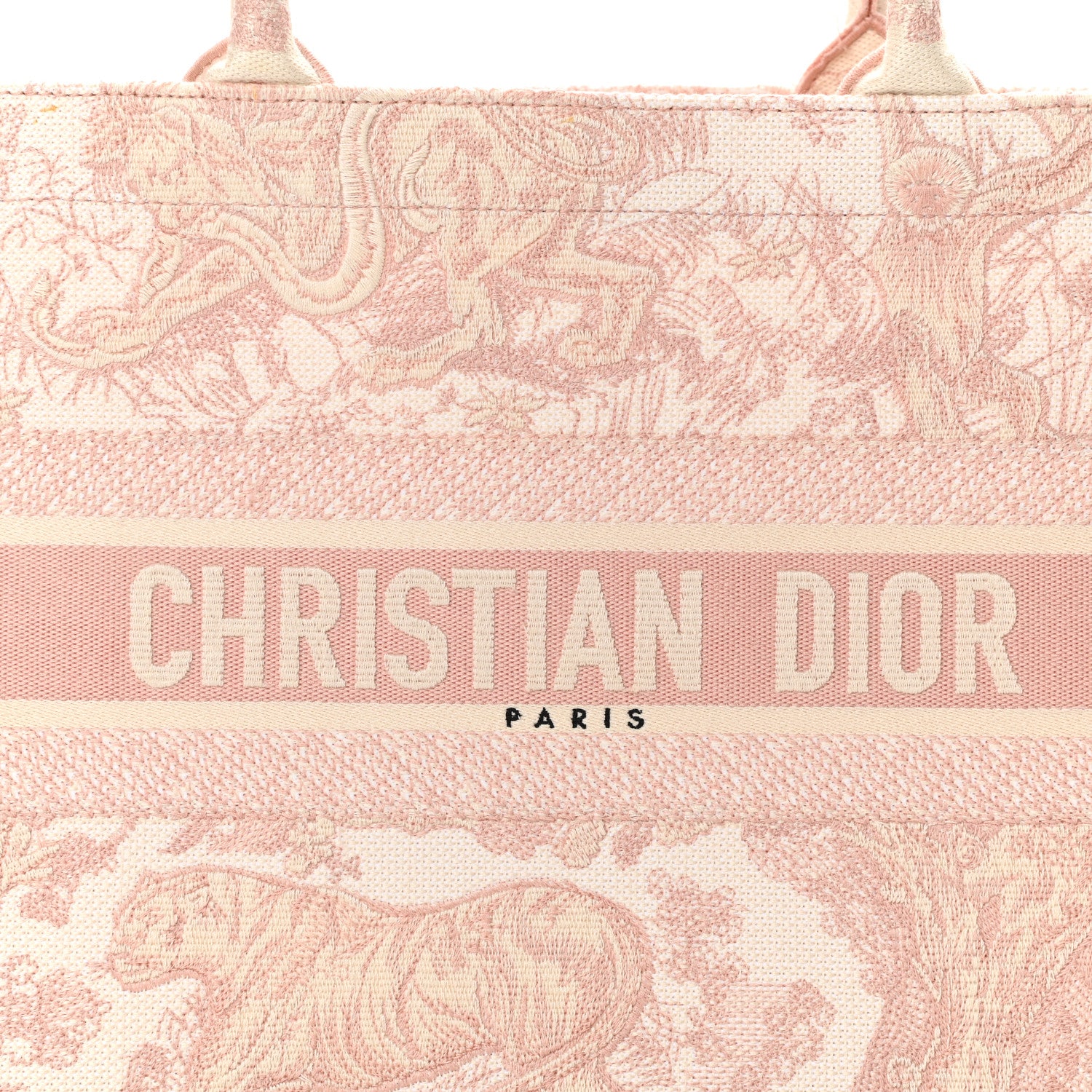 Christian Dior Canvas Toile De Jouy Embroidered Medium Book Tote Pink 6 of 10