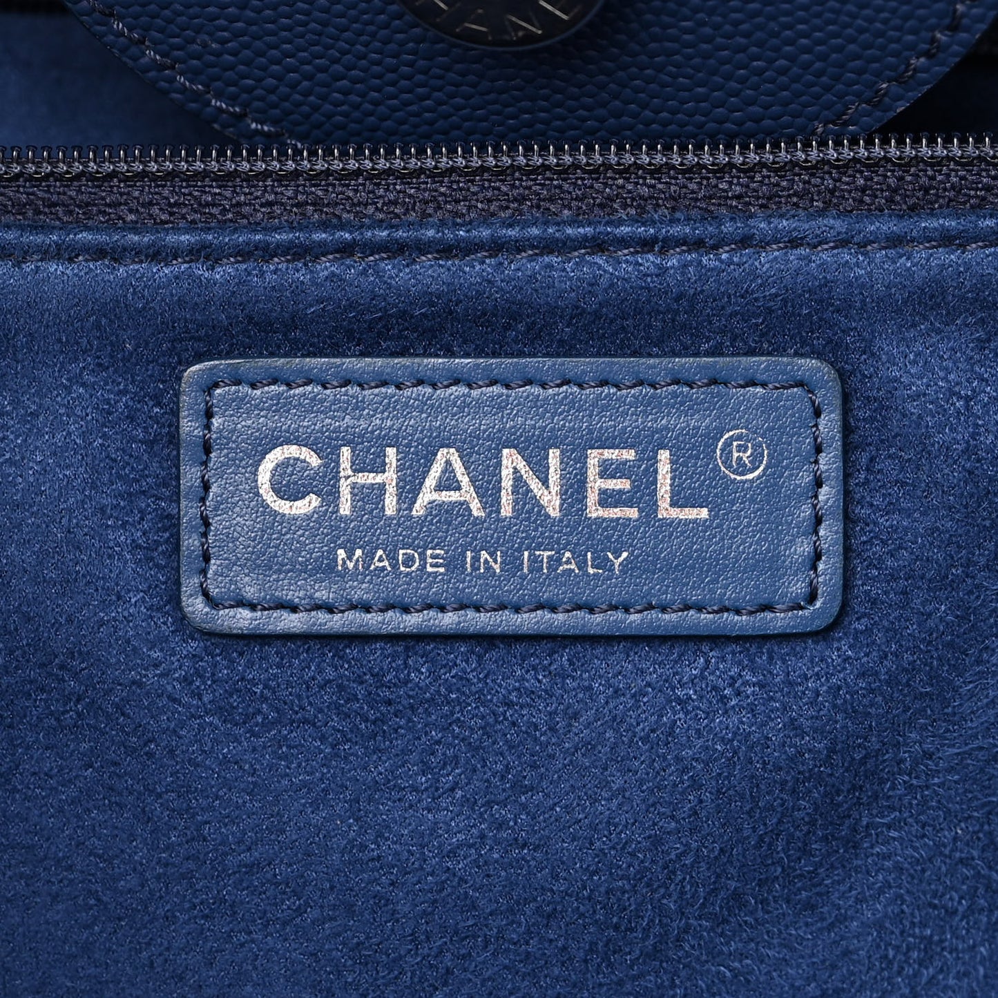 Caviar Medium Studded Deauville Tote Blue
