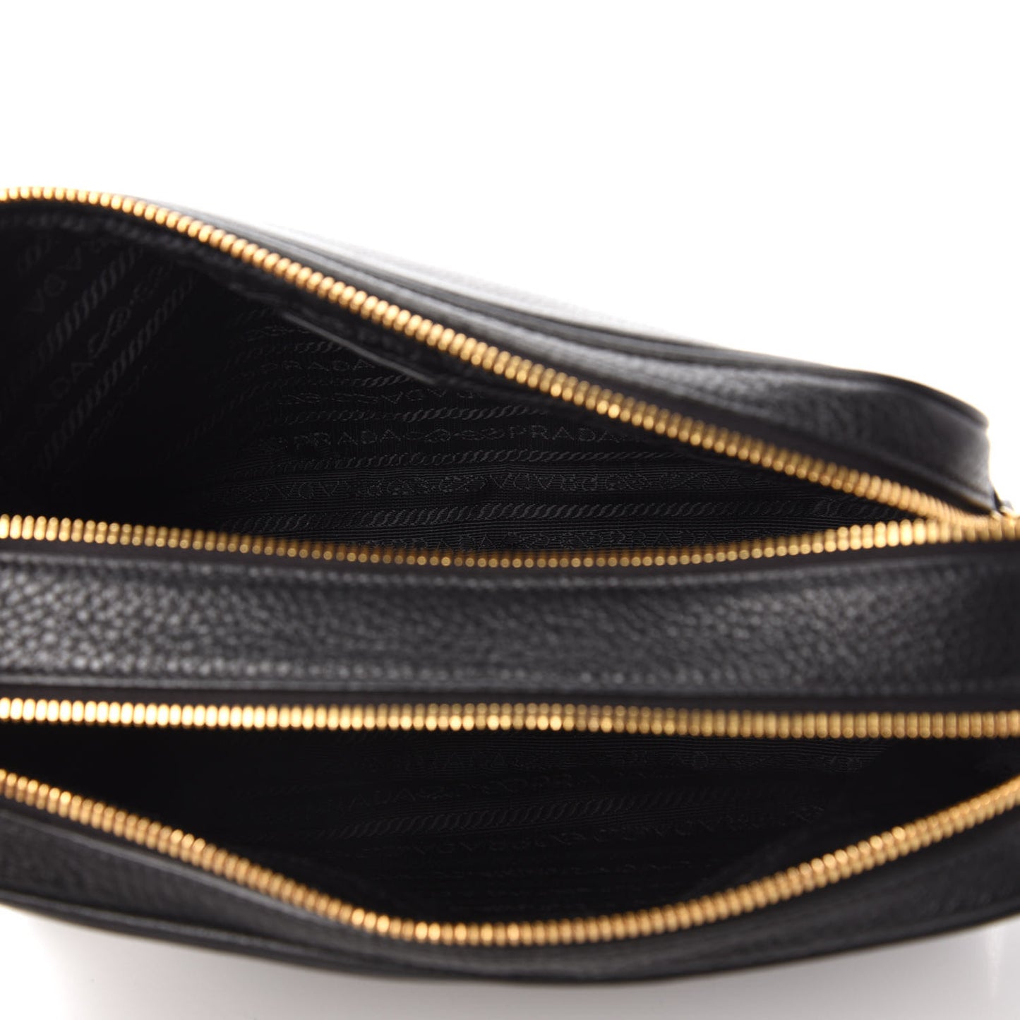 Vitello Daino Medium Double Zip Shoulder Bag Black