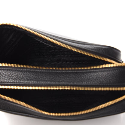 Prada Vitello Daino Medium Double Zip Shoulder Bag Black 5 of 9