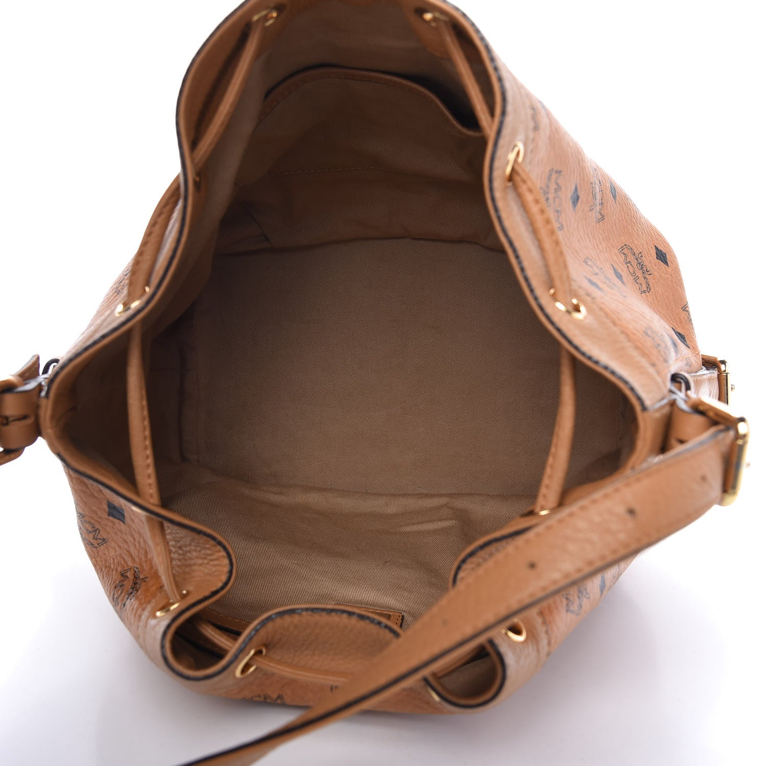MCM Visetos Essential Drawstring Bucket Bag Cognac 5 of 11