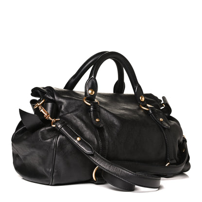 Miu Miu Vitello Lux Bow Tote Black 2 of 13