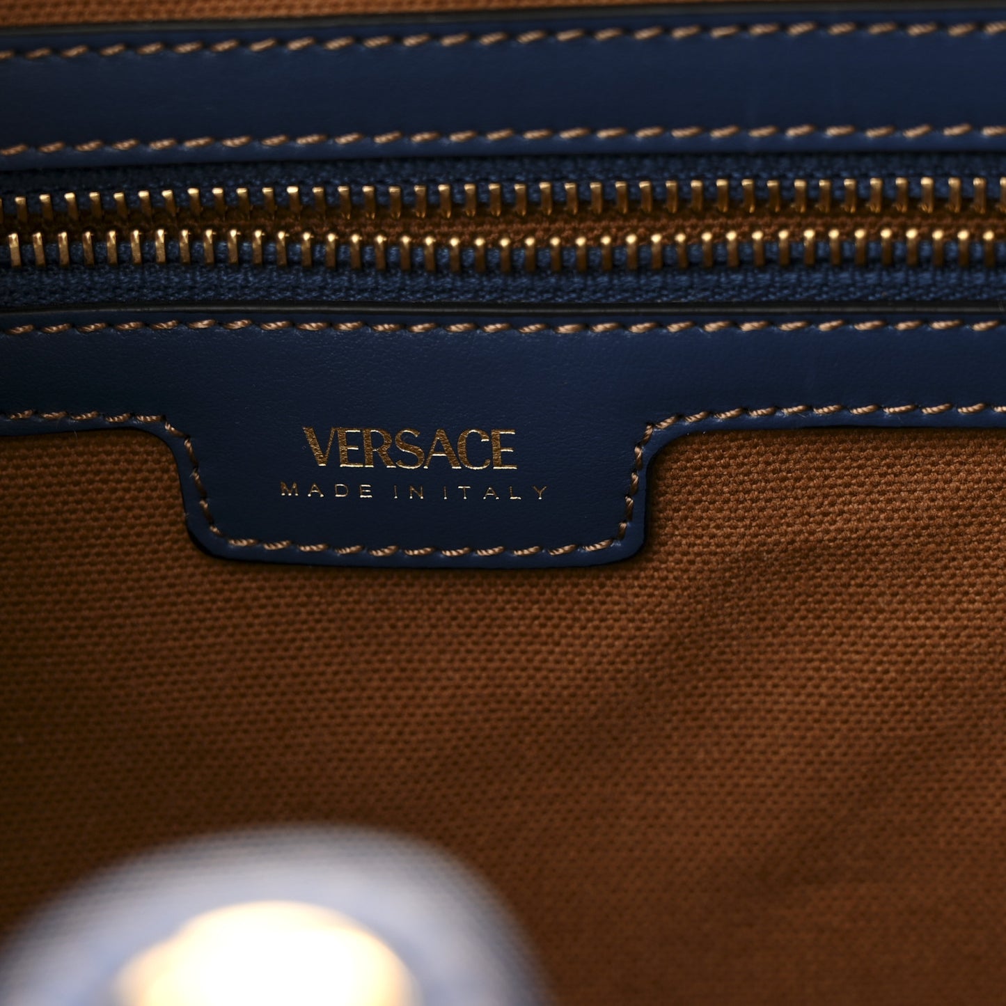 Denim Calfskin La Medusa Tote Bag Blue