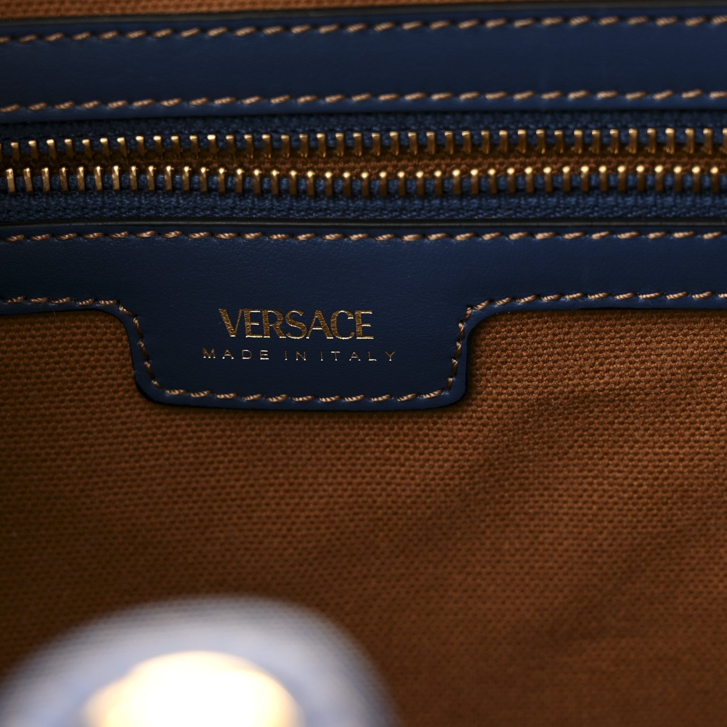 Versace Denim Calfskin La Medusa Tote Bag Blue 6 of 12