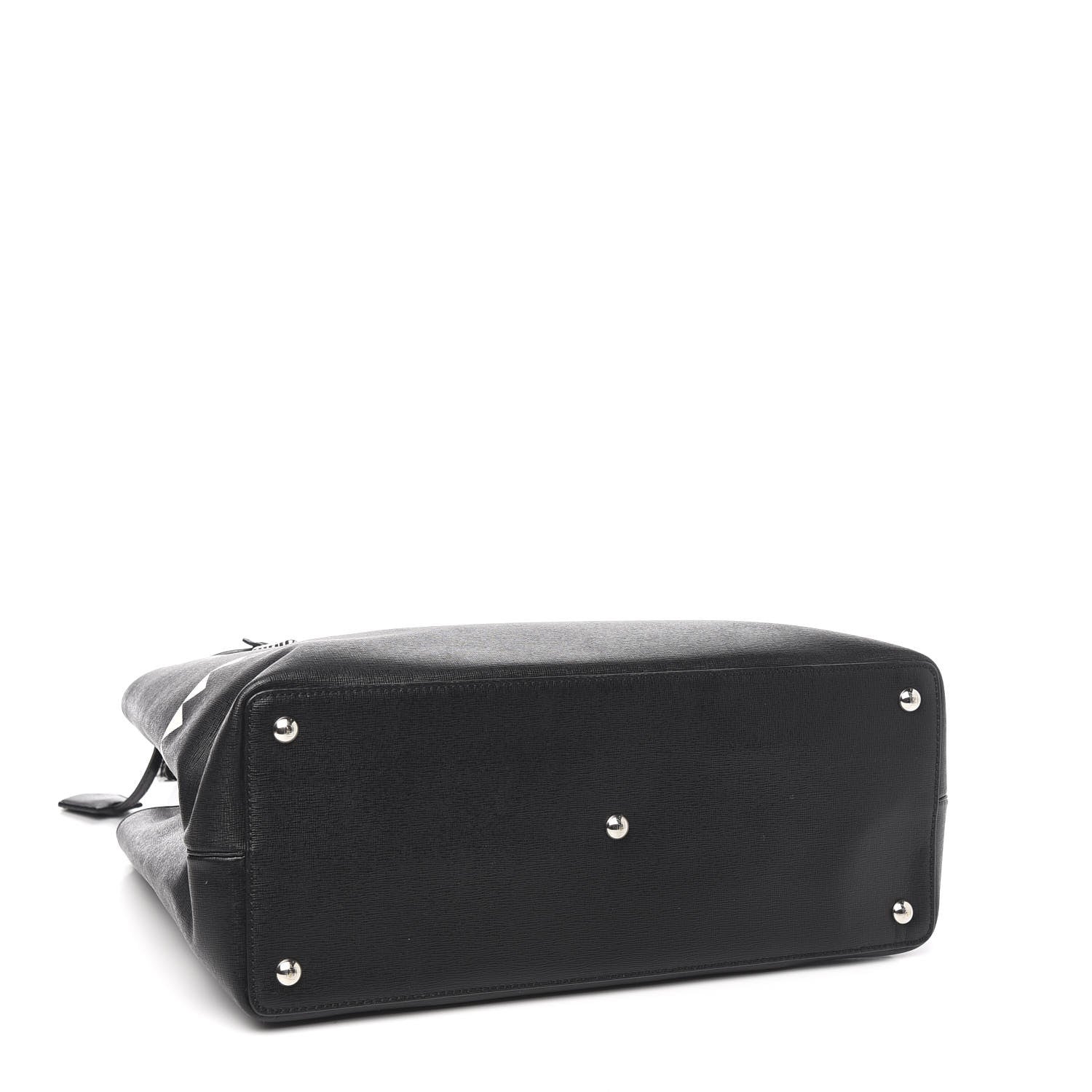 Fendi Vitello Elite Studded Monster Medium 2Jours Tote Black 5 of 10