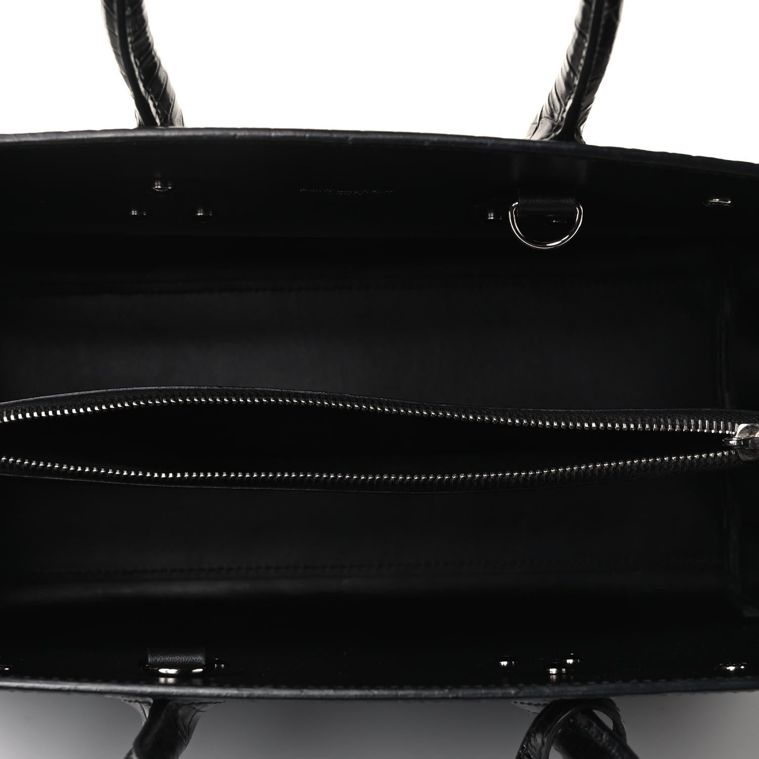Saint Laurent Calfskin Crocodile Embossed Small Sac de Jour Black 4 of 4
