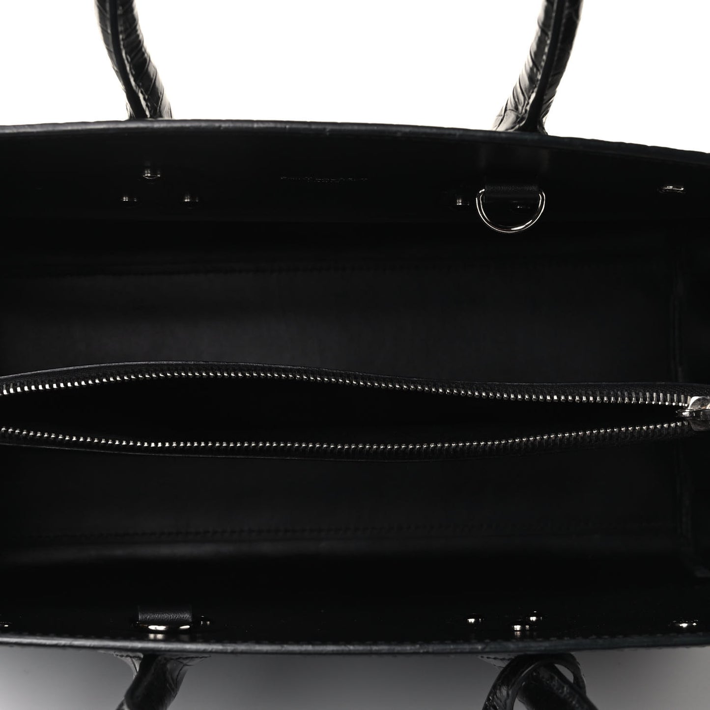 Calfskin Crocodile Embossed Small Sac de Jour Black