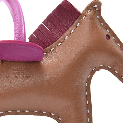 Hermes Milo Lambskin Grigri Rodeo Horse Bag Charm PM Gold Rubis Rose Poupre 3 of 5