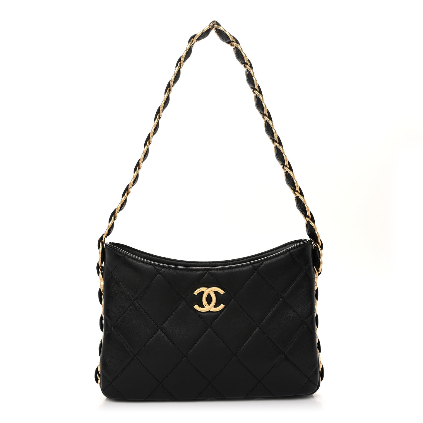 Lambskin Quilted Small CC Links Hobo Black