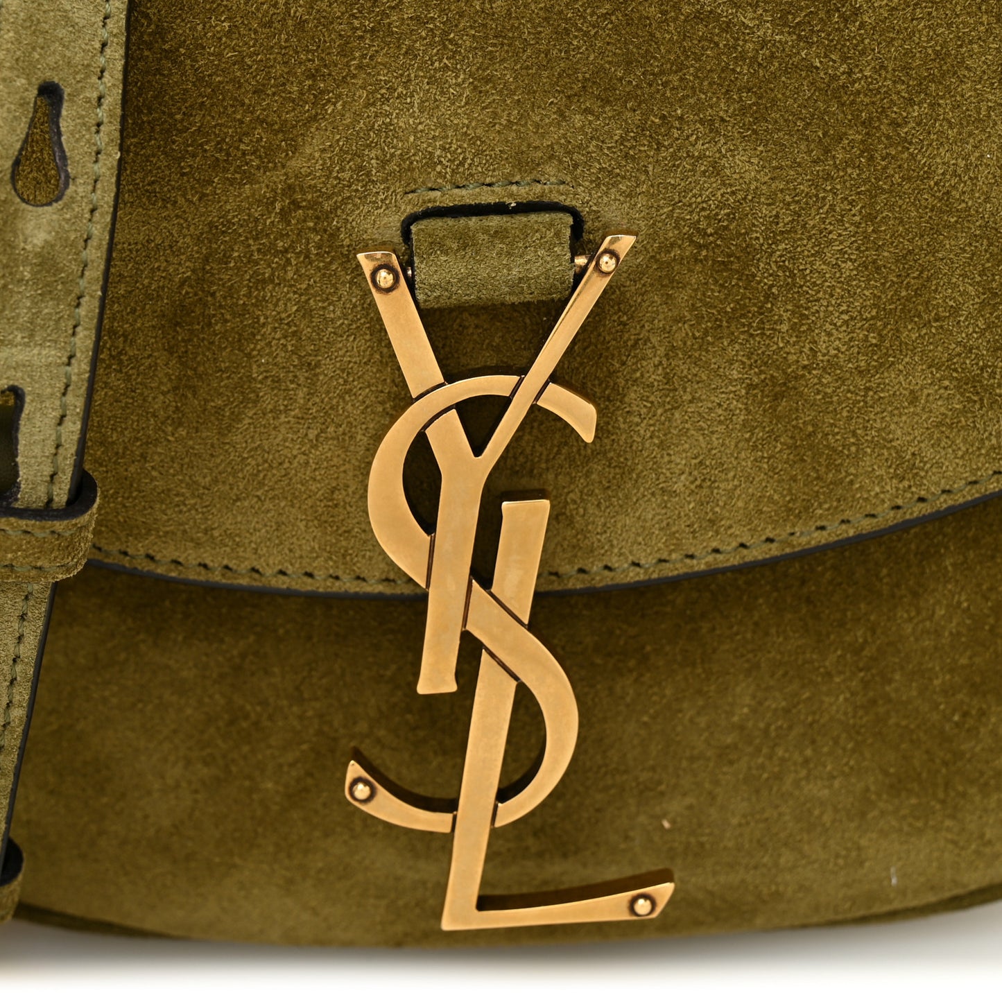 Suede Calfskin Monogram Small Kaia Satchel Olive Green