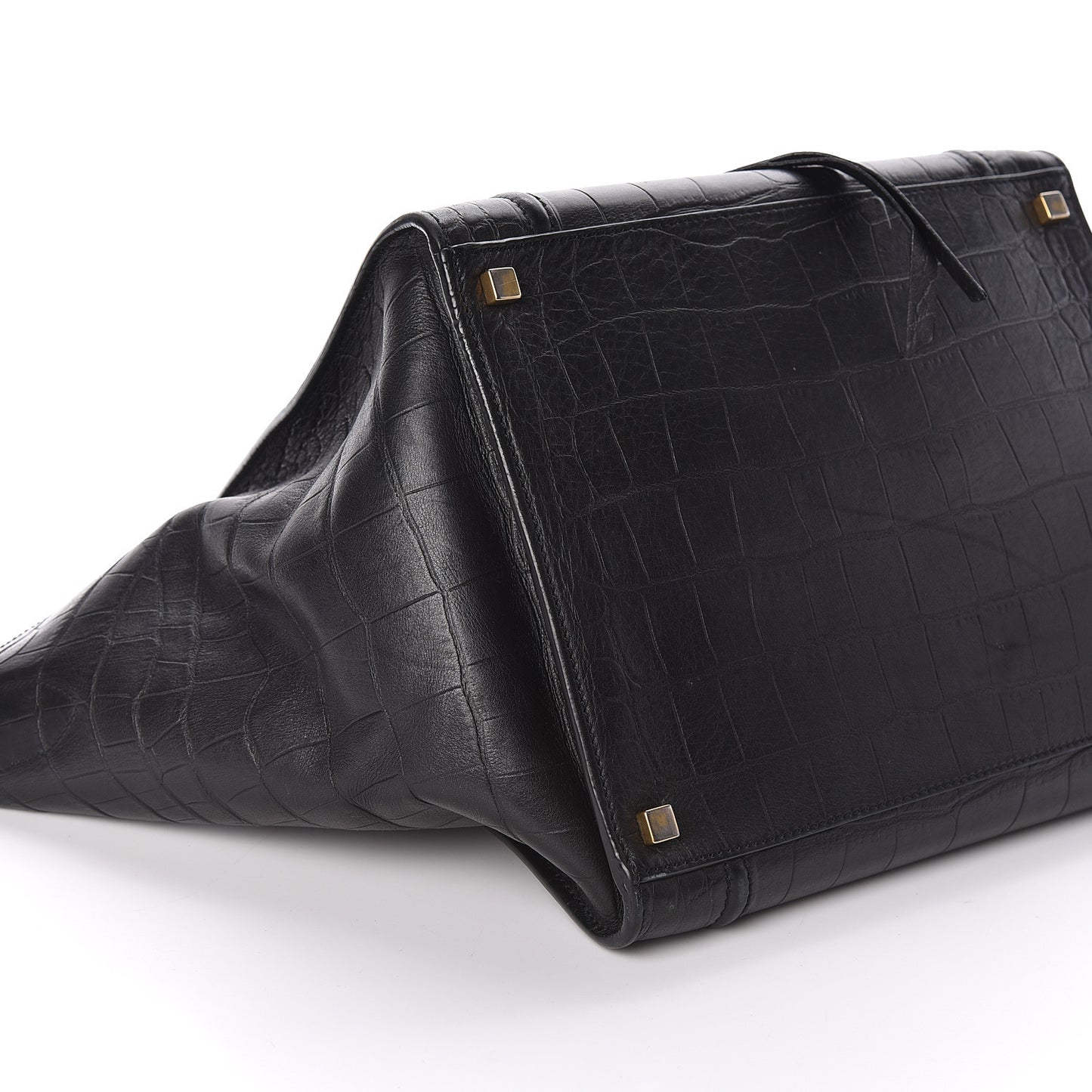 Crocodile Embossed Calfskin Medium Phantom Luggage Black