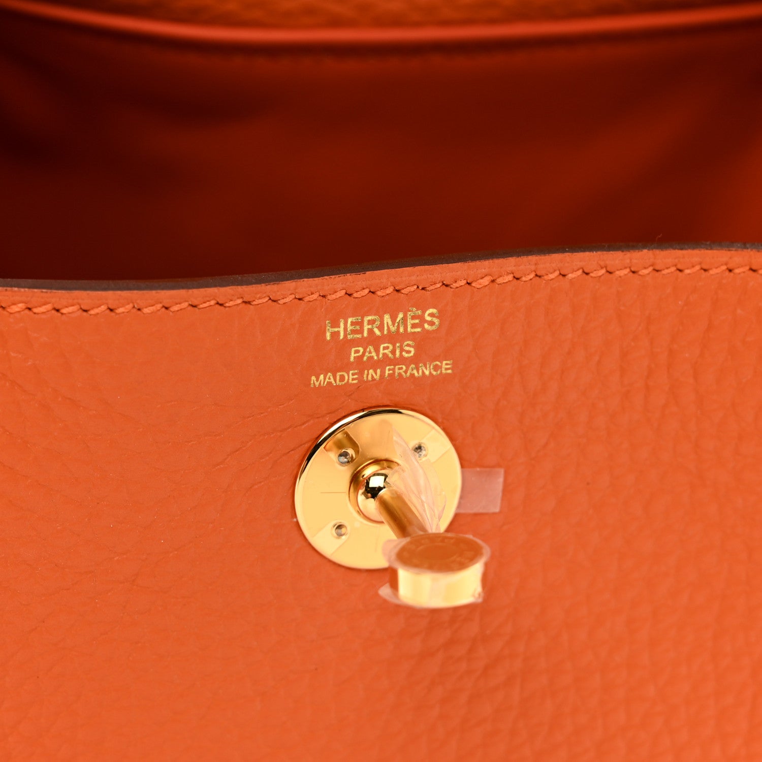 Hermes Taurillon Clemence Mini Lindy 20 Orange 7 of 10