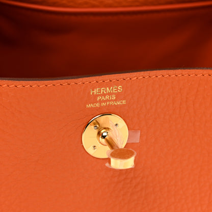 Hermes Taurillon Clemence Mini Lindy 20 Orange 7 of 10