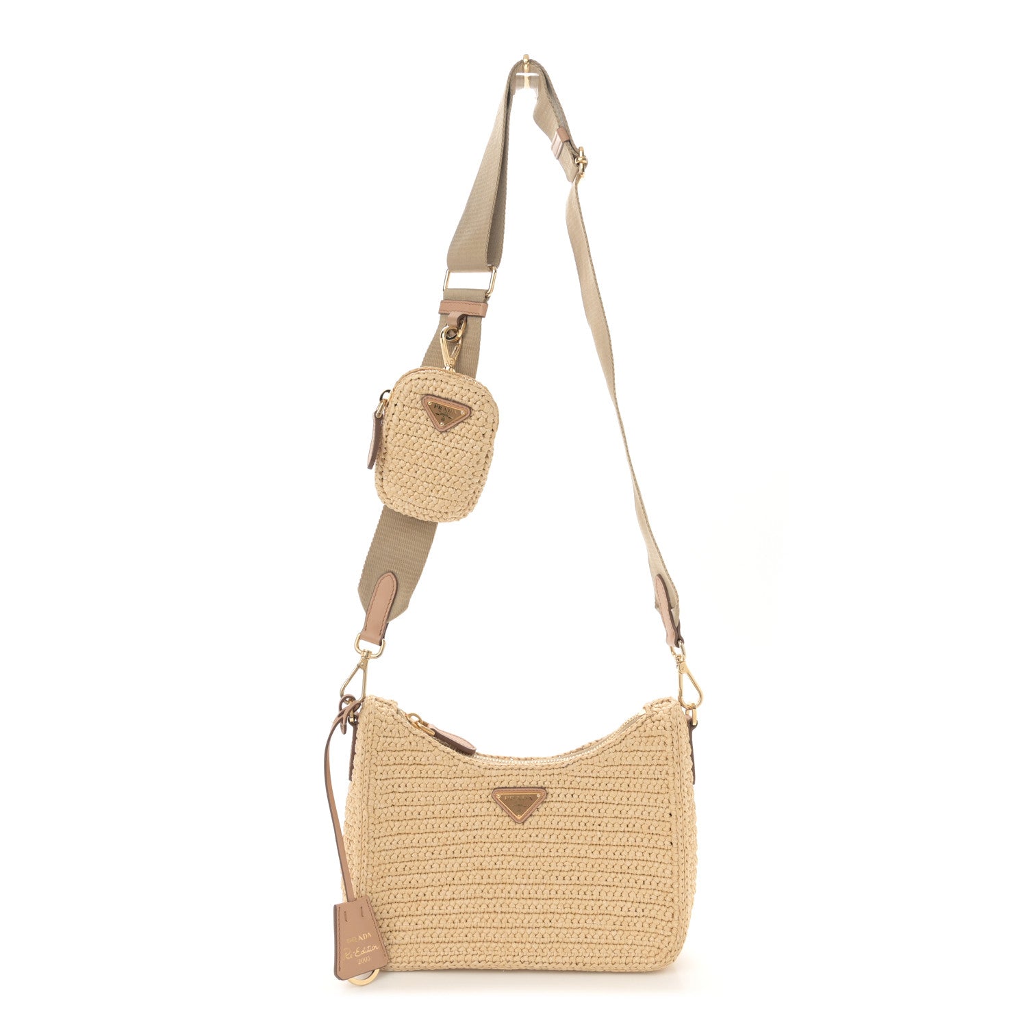 Prada Yarn Raffia Effect Crochet Re-Edition 2005 Shoulder Bag Naturale 1 of 13
