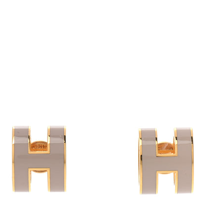 Hermes Gold Lacquered Pop H Earrings Marron Glace 1 of 7