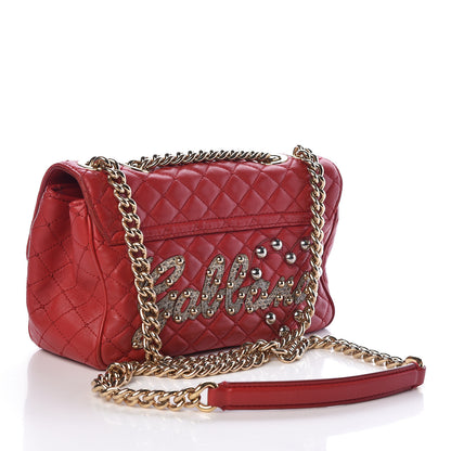 Dolce & Gabbana Lambskin Watersnake Embellished Lucia Shoulder Bag Red 3 of 9