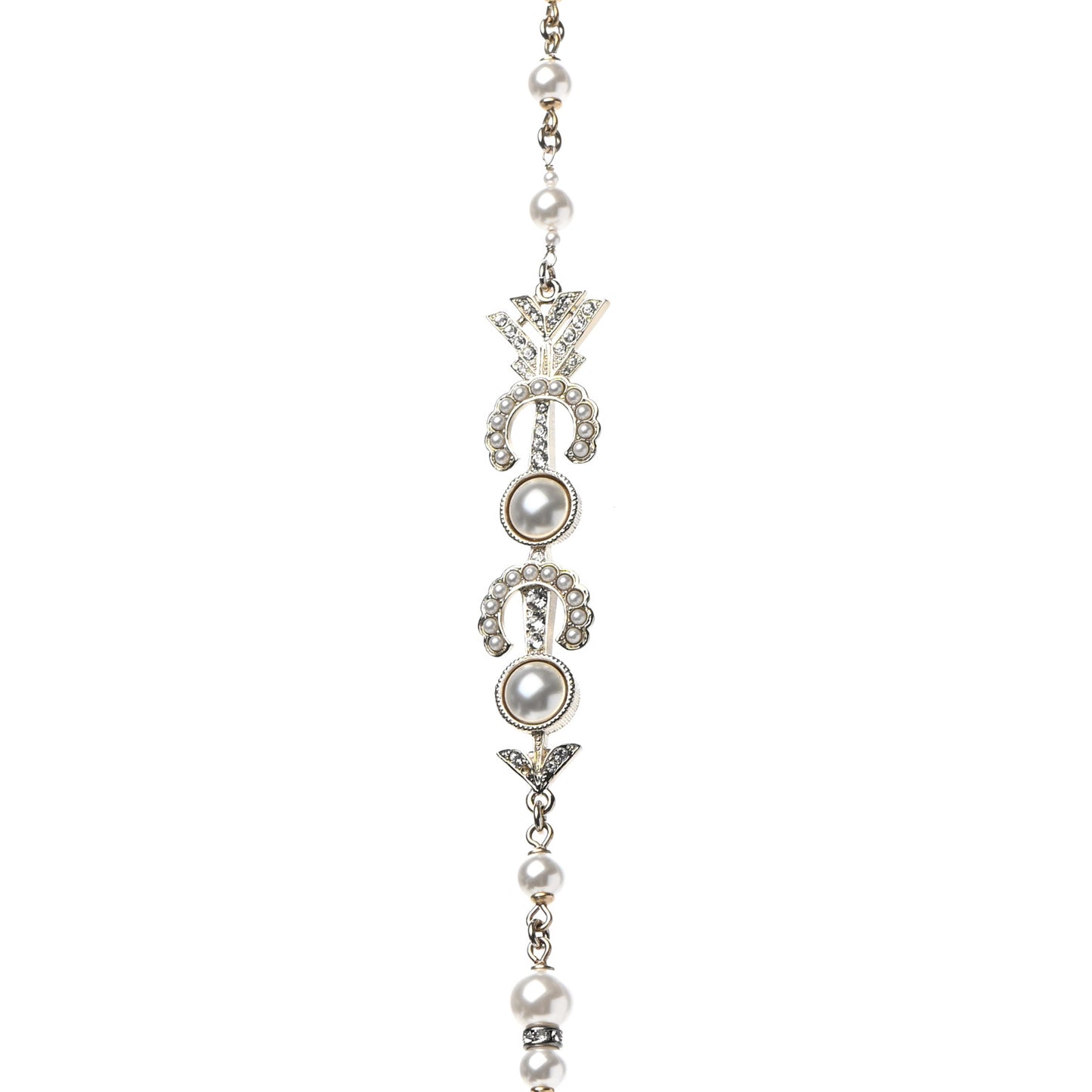 Pearl Crystal Queen of France Multi Strand Necklace Gold