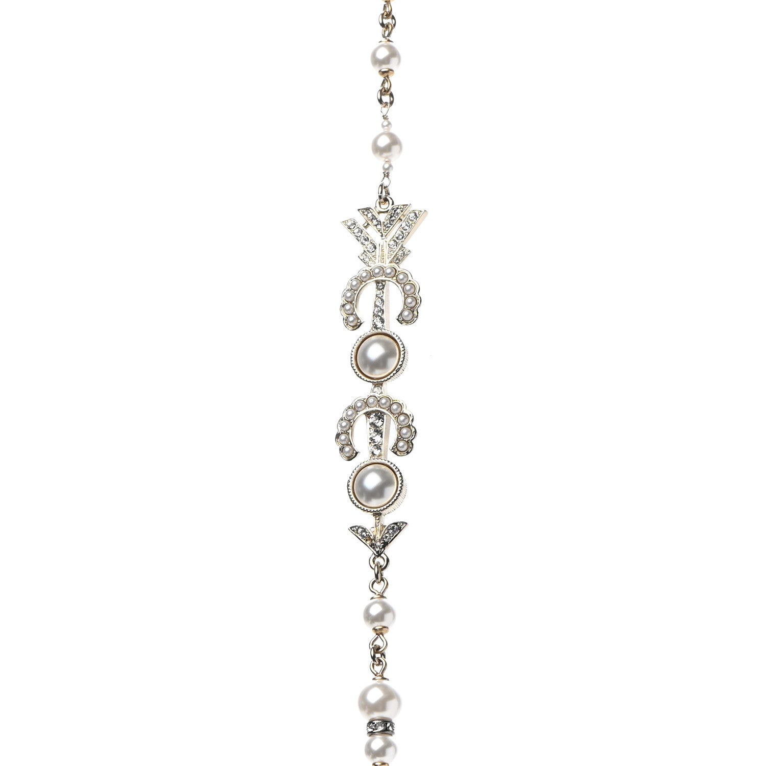 Chanel Pearl Crystal Queen of France Multi Strand Necklace Gold 4 of 8