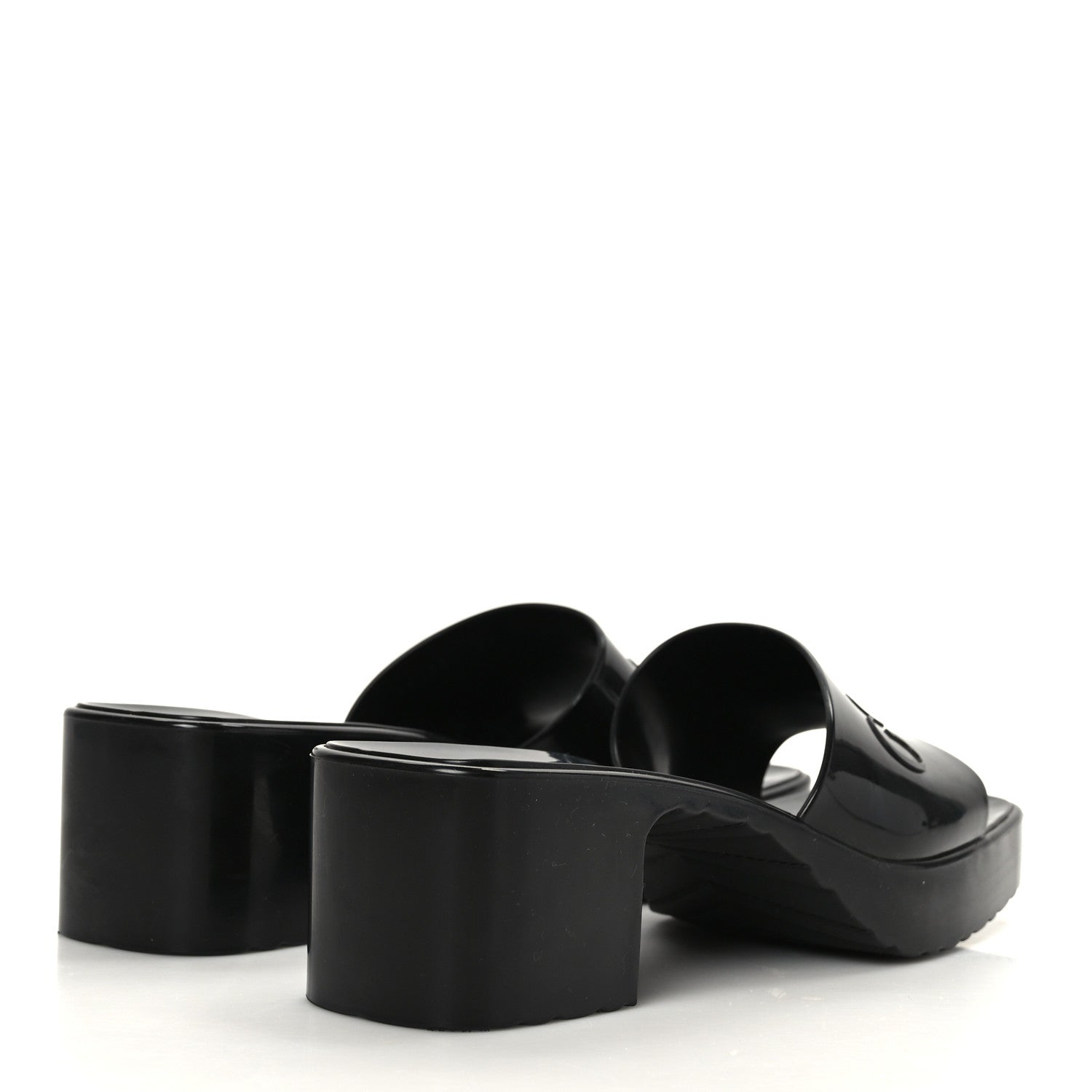 Gucci Rubber Gucci Logo Womens Platform 20/60mm Slide Sandals 38 Black 4 of 8