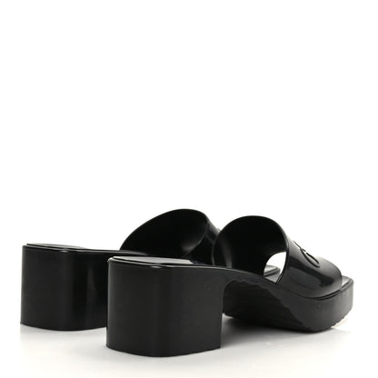 Gucci Rubber Gucci Logo Womens Platform 20/60mm Slide Sandals 38 Black 4 of 8