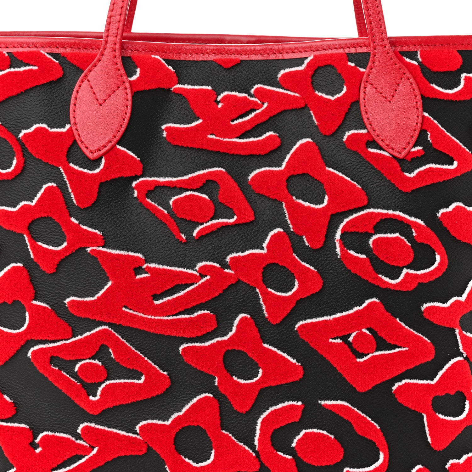 Louis Vuitton X UF Tufted Monogram Neverfull MM Black Red 9 of 11