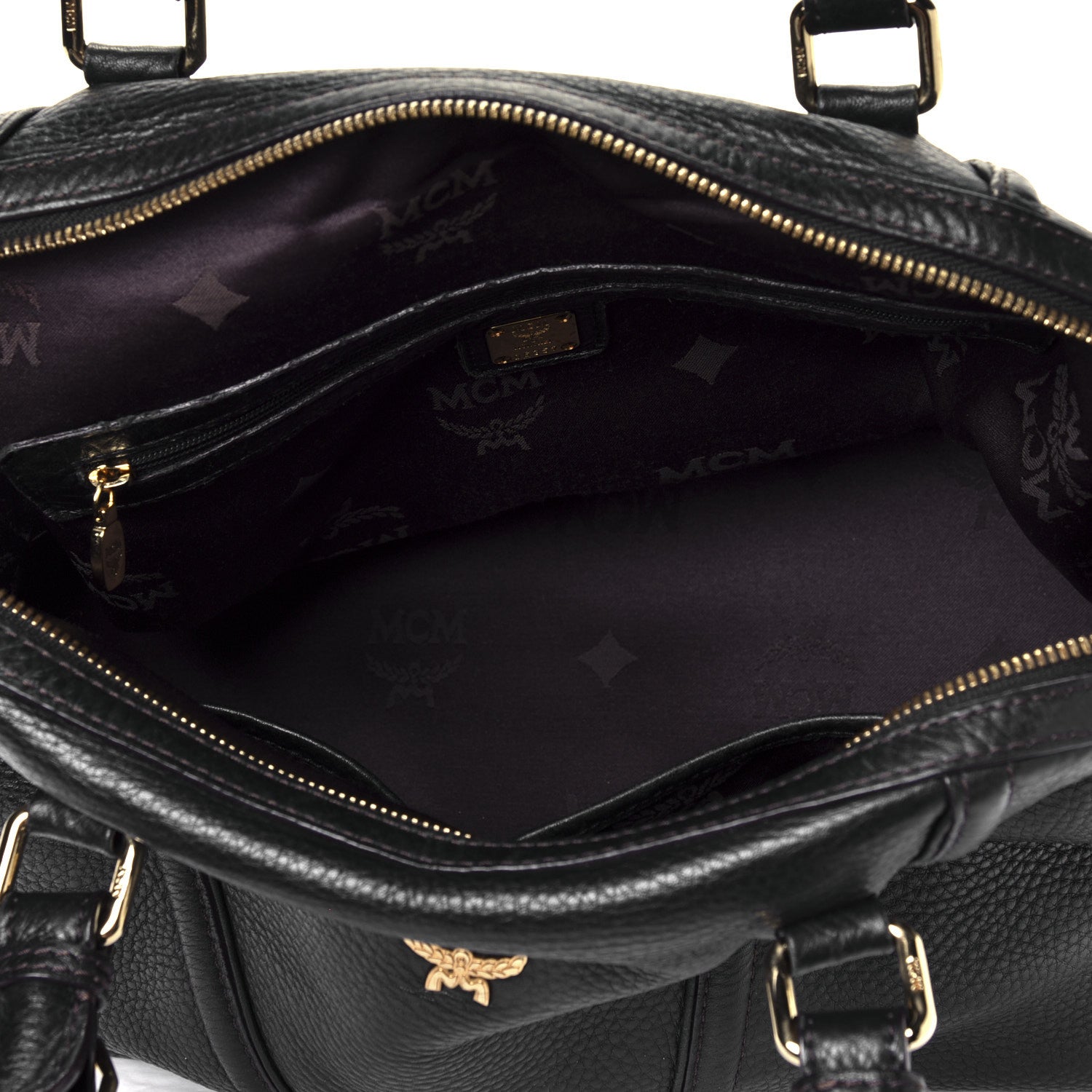 MCM Grained Calfskin Shoulder Bag Black 4 of 9