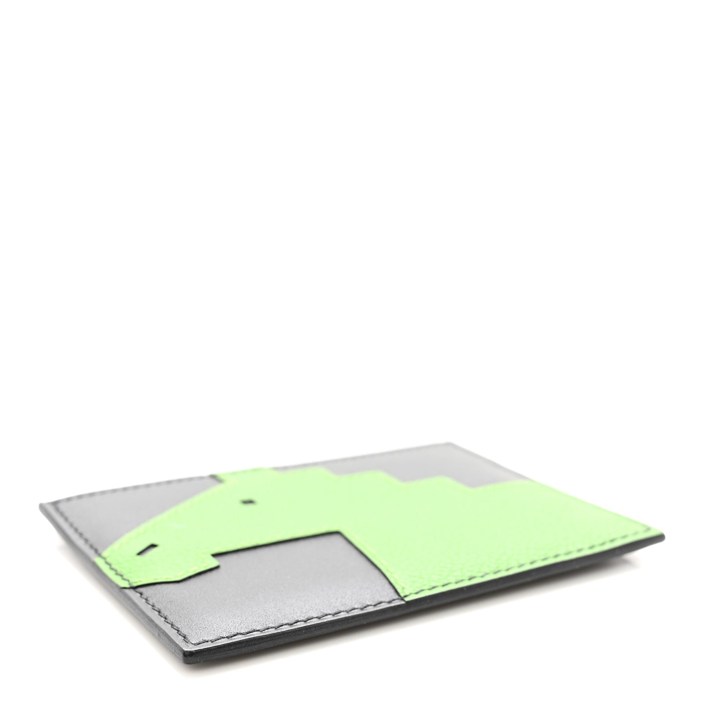 Tadelakt Evercolor Cheval Picto Card Holder Black Vert Yucca