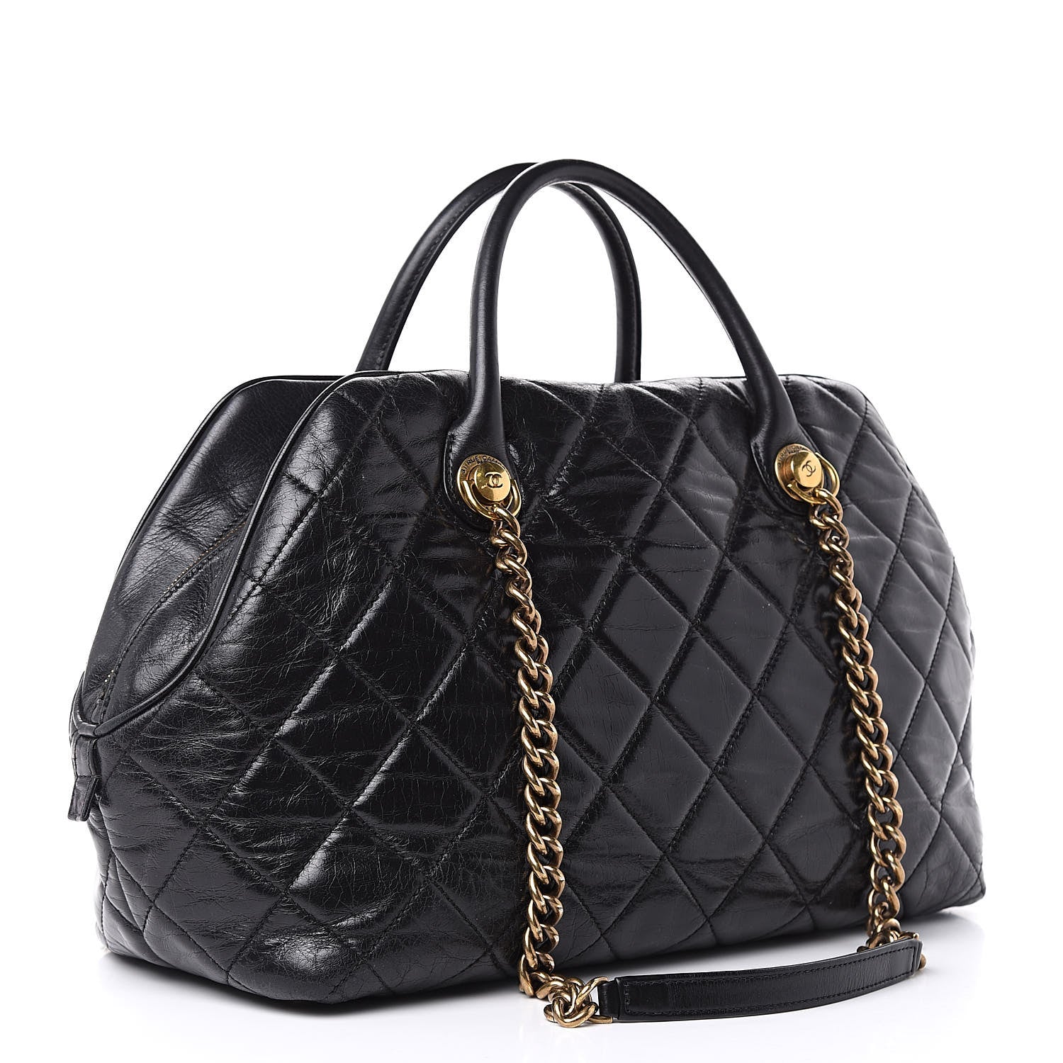 Chanel Glazed Calfskin Castle Rock Bowling Bag Black 3 of 16