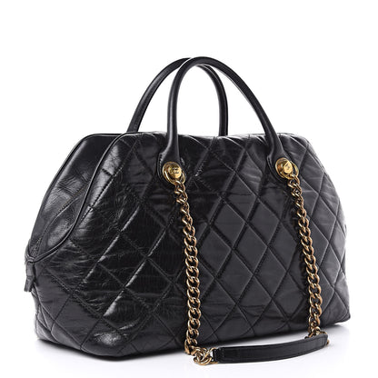 Chanel Glazed Calfskin Castle Rock Bowling Bag Black 3 of 16