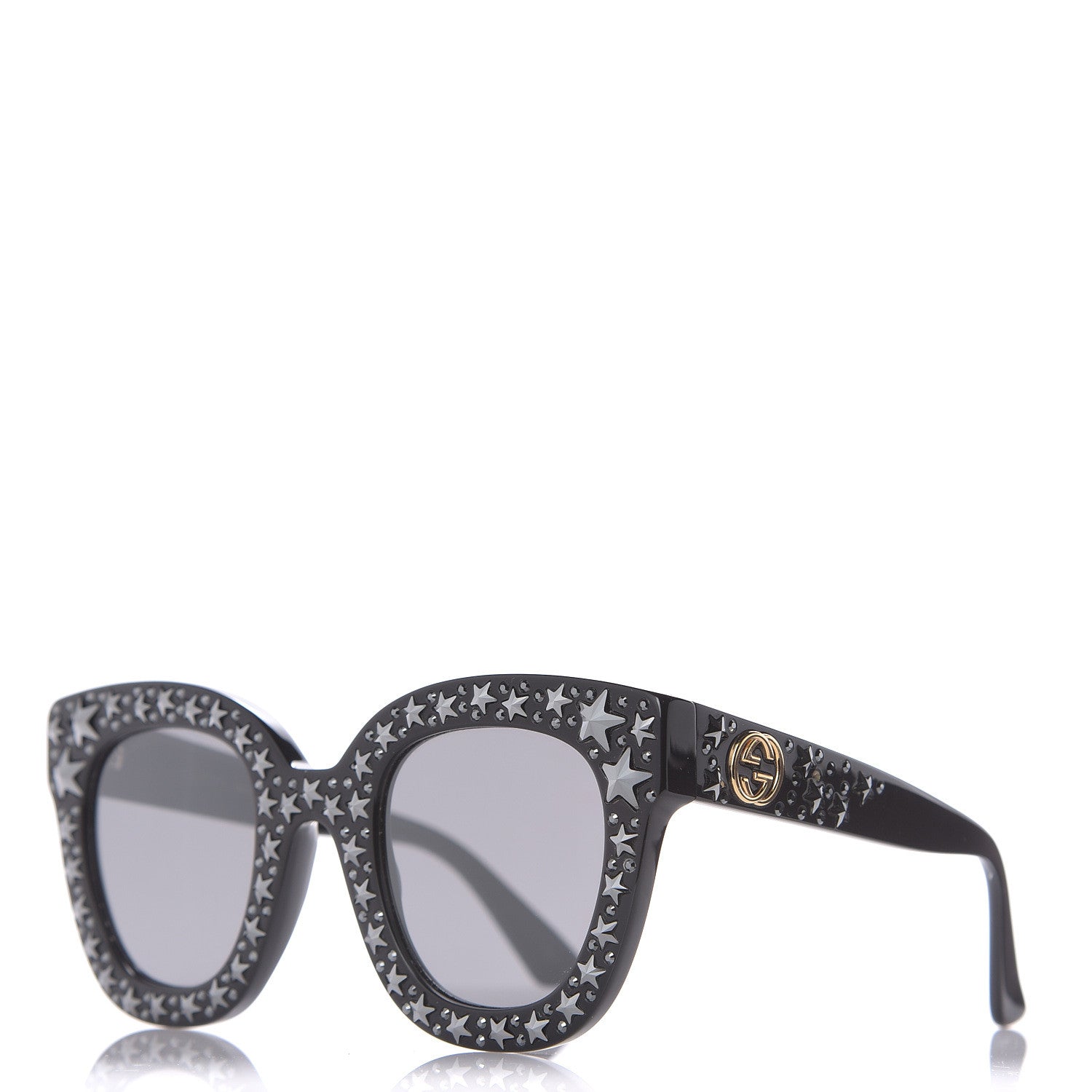 Gucci Acetate Stars Cat Eye Sunglasses GG0116S Black 1 of 8