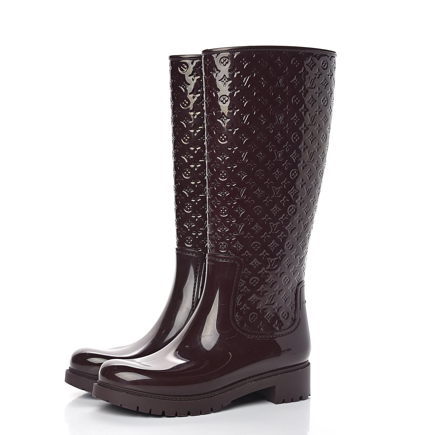 Louis Vuitton Rubber Embossed Monogram Splash Rain Boots 40 Brown 3 of 7