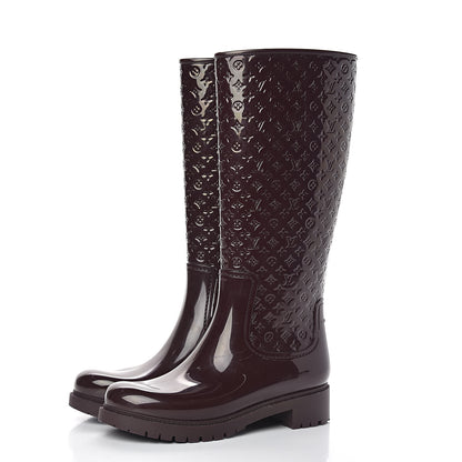 Louis Vuitton Rubber Embossed Monogram Splash Rain Boots 40 Brown 3 of 7