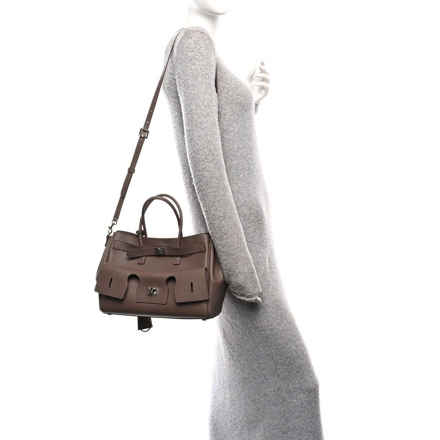 Balenciaga Smooth Calfskin Small Bel Air Carry All Bag Taupe Taupe 2 of 10