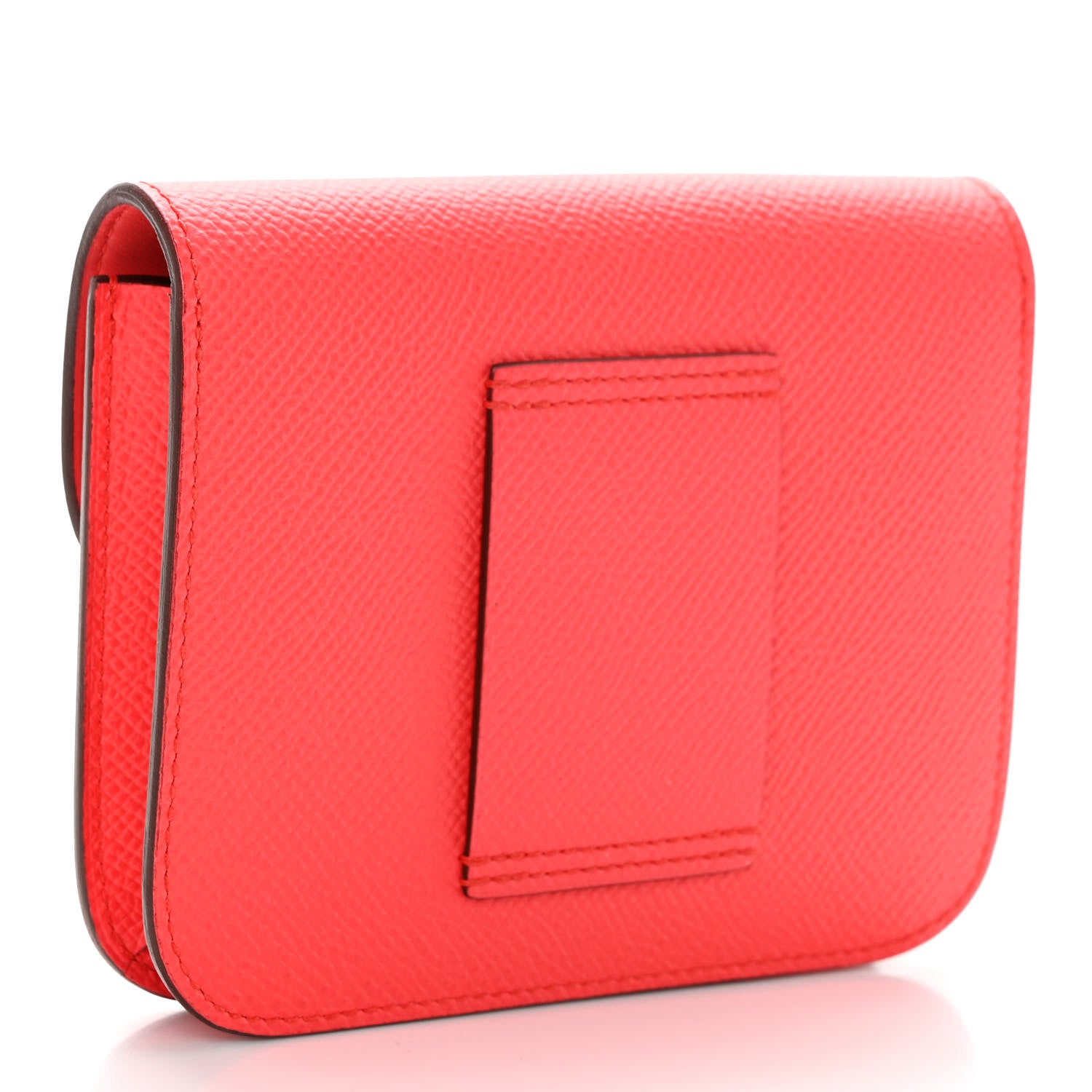 Hermes Epsom Enamel Constance Slim Wallet Rose Texas Rouge De Coeur 3 of 7