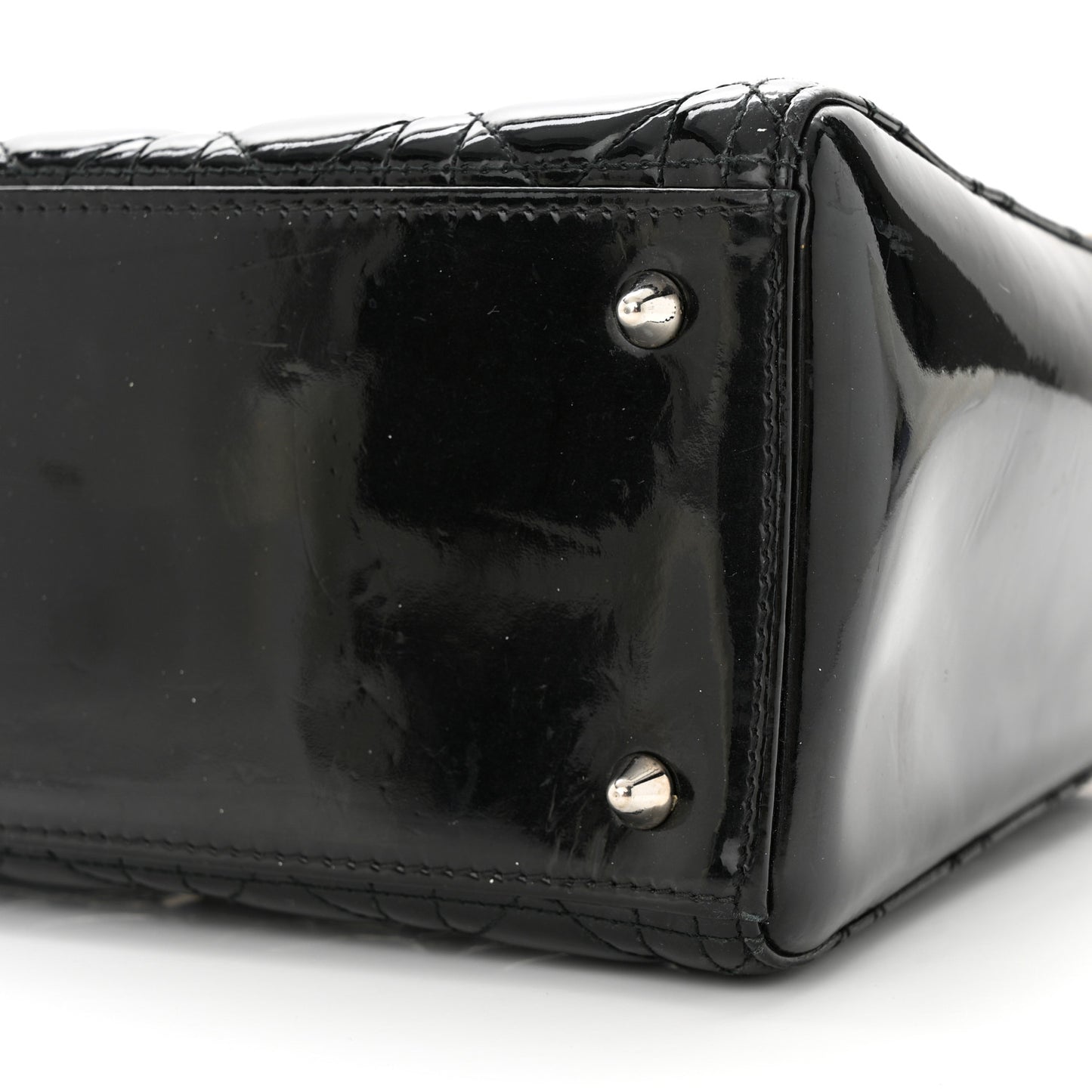 CHRISTIAN DIOR Patent Cannage Medium Lady Dior Black