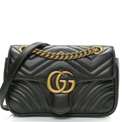 Gucci Calfskin Matelasse Mini GG Marmont Shoulder Bag Black 9 of 17