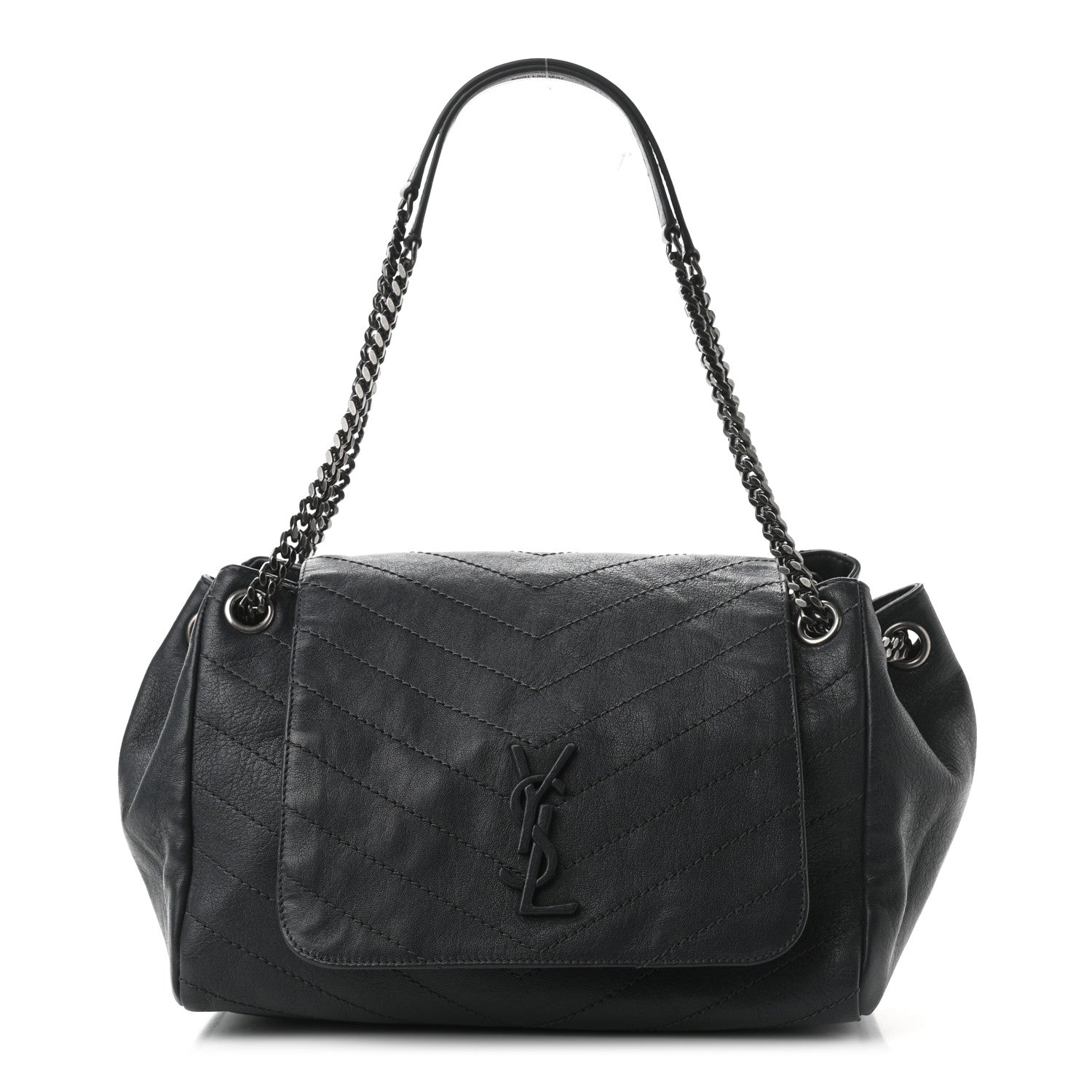 Saint Laurent Vintage Lambskin Chevron Monogram Medium Nolita Dark Smog 1 of 12
