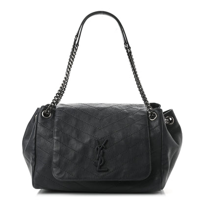 Saint Laurent Vintage Lambskin Chevron Monogram Medium Nolita Dark Smog 1 of 12
