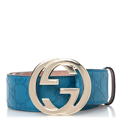 Gucci Guccissima Signature Interlocking G 40mm Belt 80 32 80 32 Deep Cobalt 1 of 8