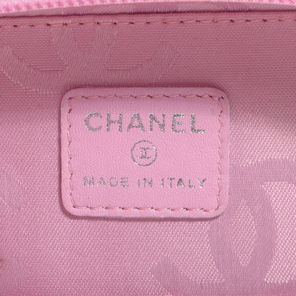 Chanel Calfskin Quilted Cambon Zip Around Makeup Pouch Pink Black 6 of 7