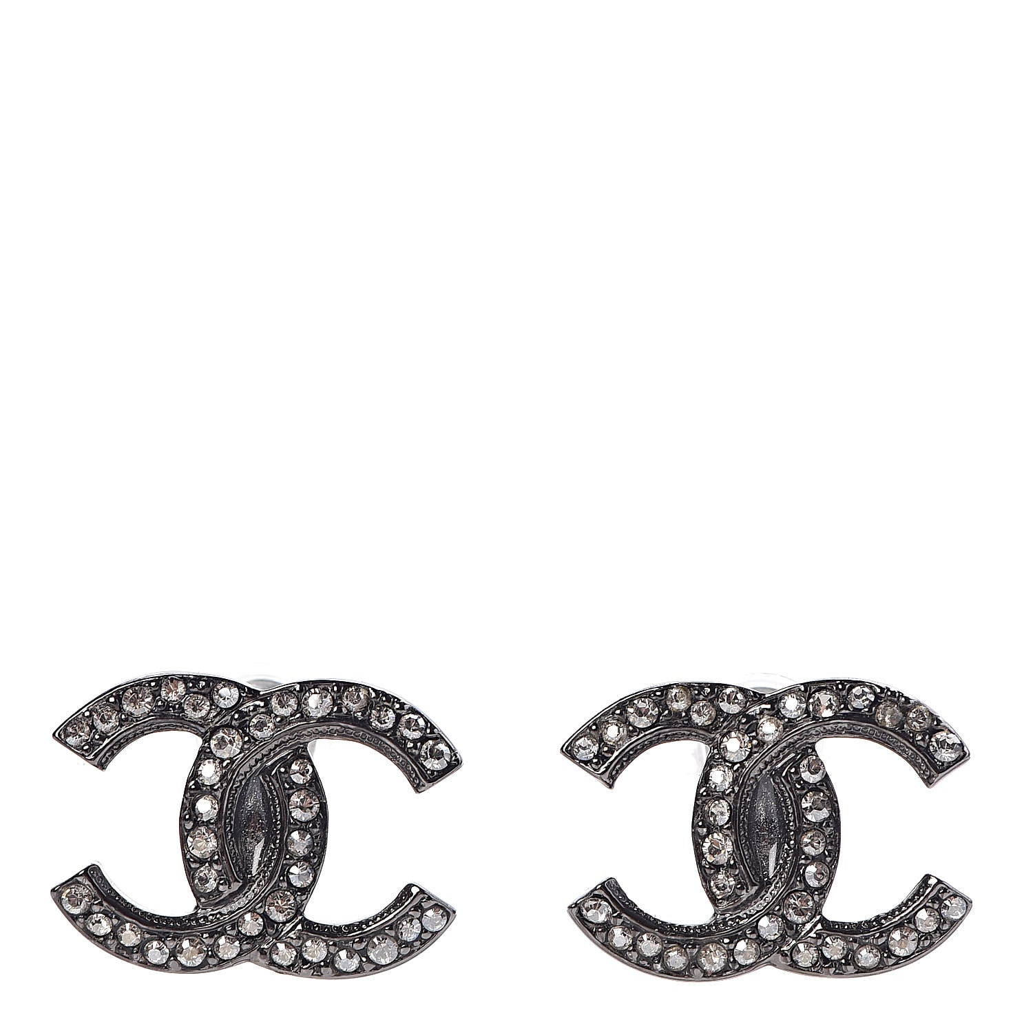Chanel Ruthenium Crystal CC Earrings 1 of 5