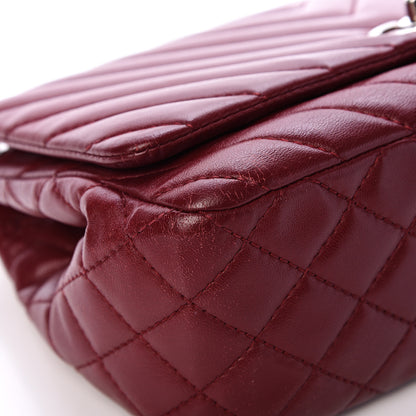 Chanel Lambskin Chevron Quilted Medium Surpique Flap Dark Red 8 of 15