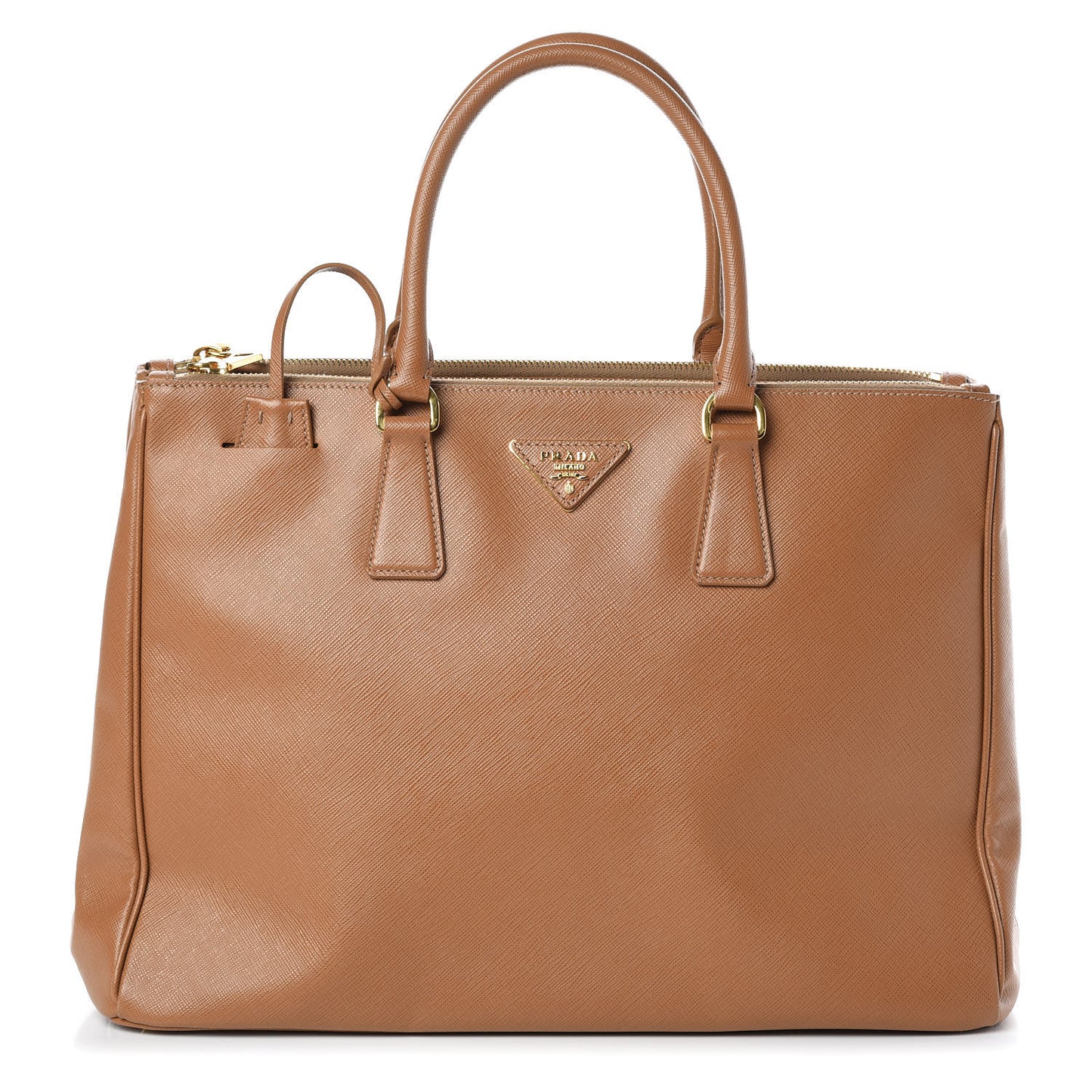 Saffiano Large Galleria Double Zip Tote Caramel