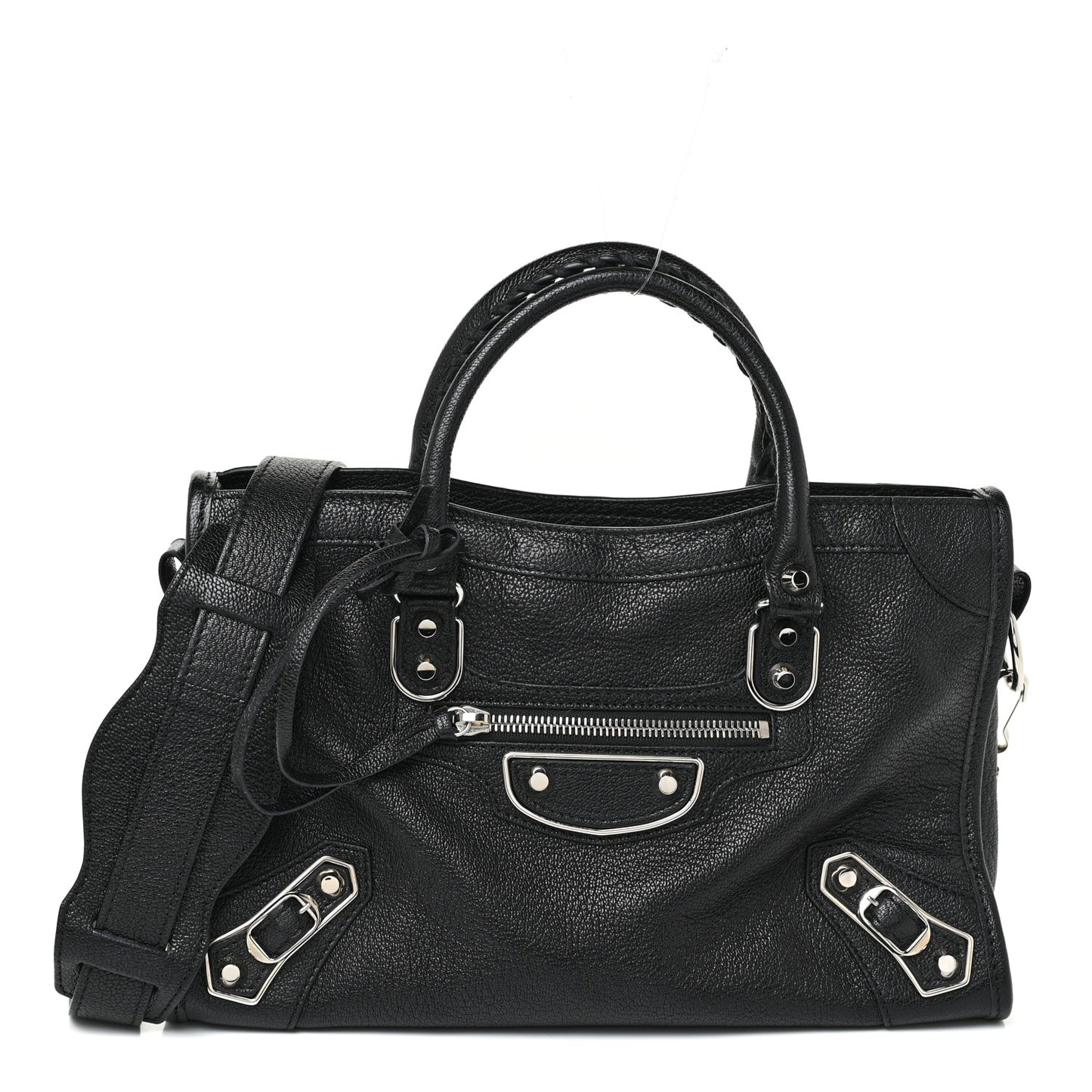 Chevre Silver Metallic Edge Hardware S City Black