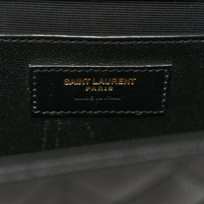 Saint Laurent Grain De Poudre Textured Mixed Matelasse Triquilt Medium Monogram Satchel Black 7 of 9