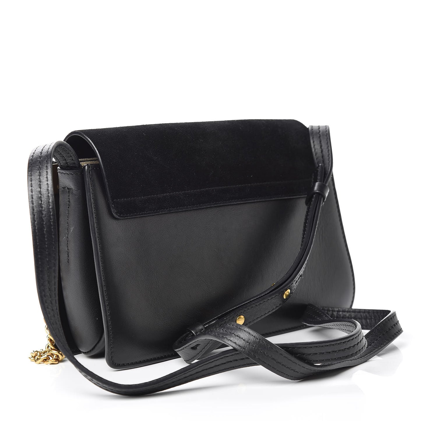 Suede Calfskin Studded Small Faye Shoulder Bag Black